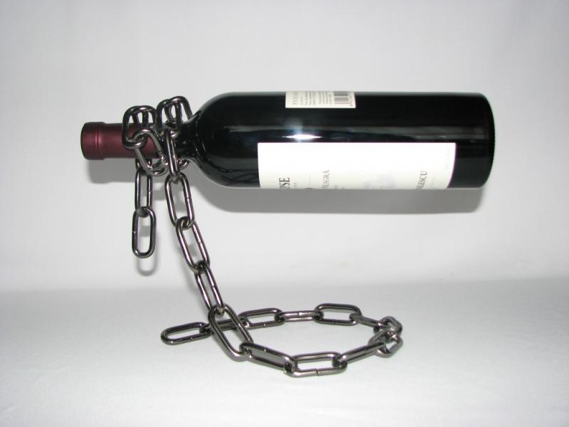 Suport pentru o sticla vin-lant argintiu