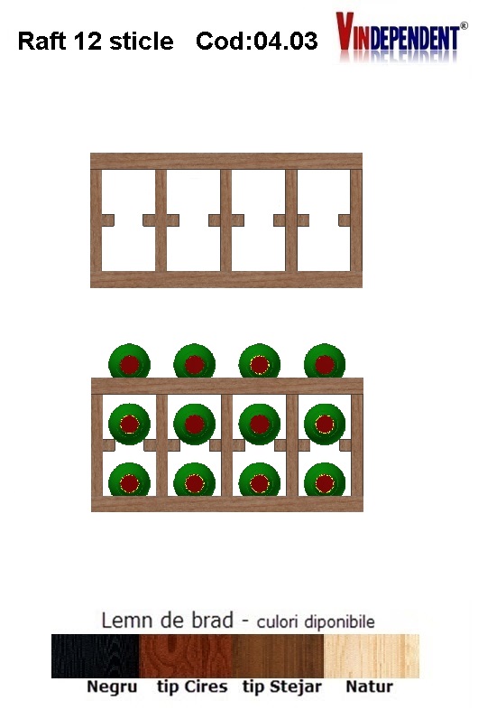 Raft din lemn pentru 12 sticle