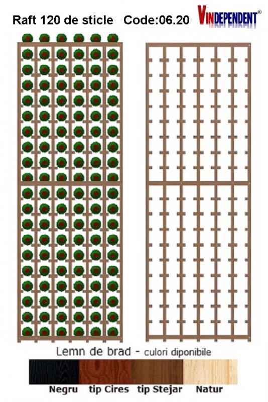 Raft din lemn pentru 120 de sticle