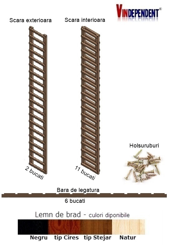Raft din lemn pentru 240 de sticle