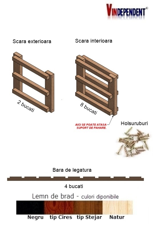 Raft din lemn pentru 27 de sticle