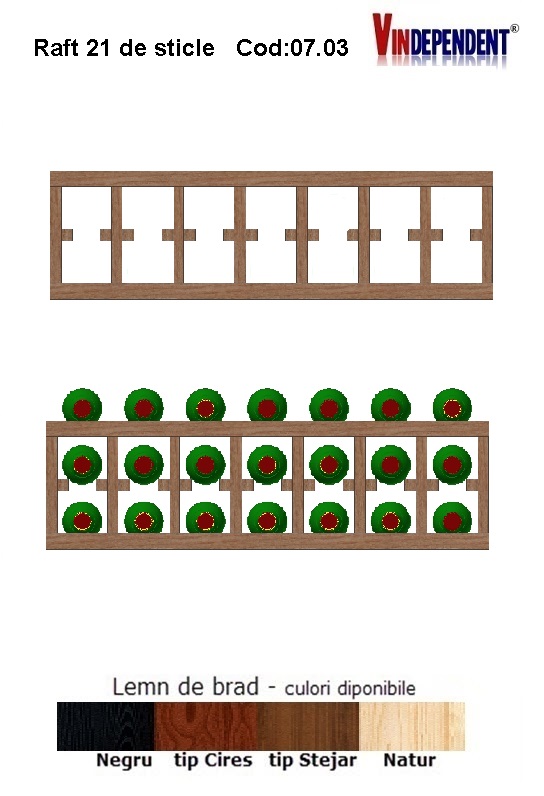 Raft din lemn pentru 21 de sticle
