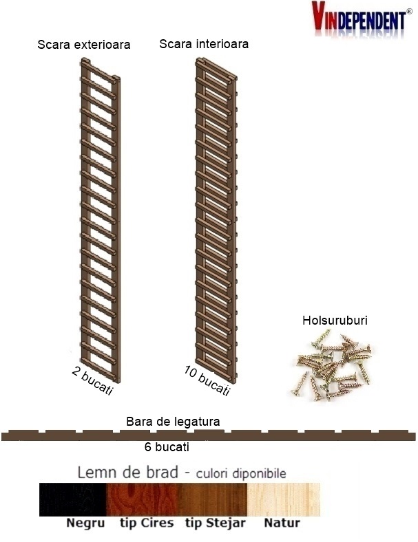 Raft din lemn pentru 220 de sticle