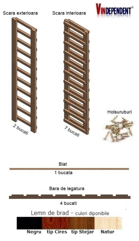 Raft din lemn cu blat pentru 80 de sticle