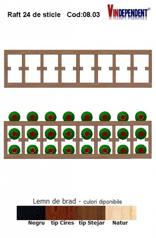 Raft din lemn pentru 24 de sticle