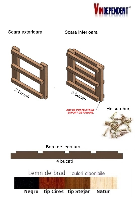 Raft din lemn pentru 12 sticle
